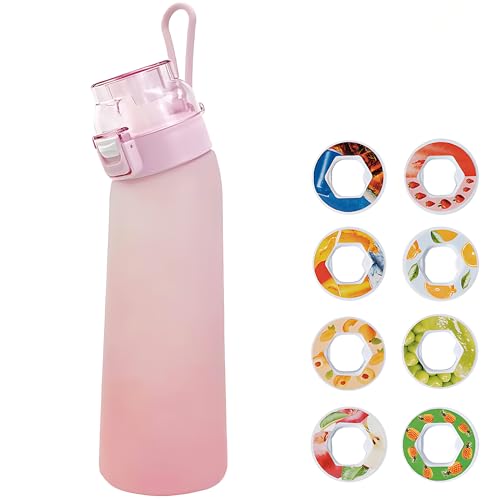 Scented Water Bottle with 8 Flavor Pods, 700ml/22oz Fruit Infuser Bottle 0 Sugar 0 Calorie, Leak-Proof Aroma Drinking Cup for Gym, Hiking, School & Office, BPA-Free Reusable Fitness Water Bottle