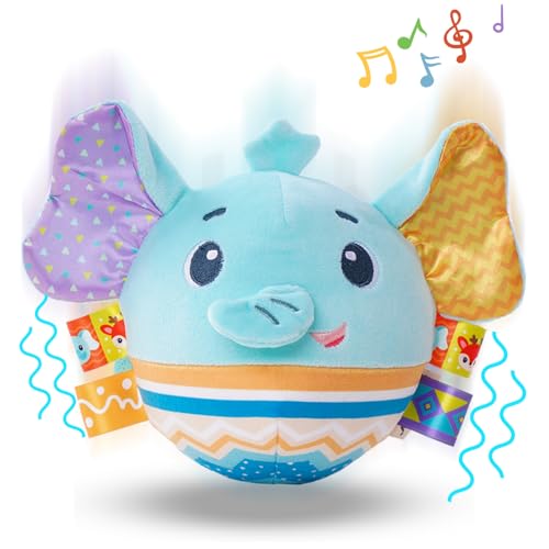 Image of Happytime Baby Music Shake Dancing Ball Crawling Toys Toddler Bouncing Ball, Learning Sensory Interactive Talk Sound & Touch Activated Musical Toy, Plush Stuffer Animal Toy 1 Year Old Birthday Gift