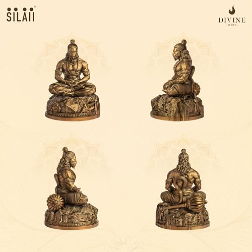 Image of SILAII Lord Hanuman Meditation - Bajrang Bali Hanuman Murti Idol for Home Temple, Office Desk & Gifting | 12 Inch Length