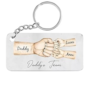 IZI POD Daddy’s Team Fist Bump Personalized Acrylic Keychain Father’s Day Idea Gift For Papa Birthday Gift For New Father