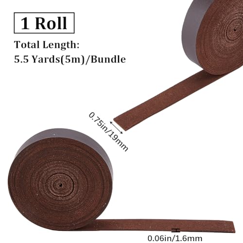 GORGECRAFT 5M x 19mm Wide Leather Strap for Crafting Flat Leather Cord Strings 1.6mm Thick Lychee Grain Imitation Strips Threads Ropes for DIY Craft Pet Collars Belt Jewelry Making - Image 2