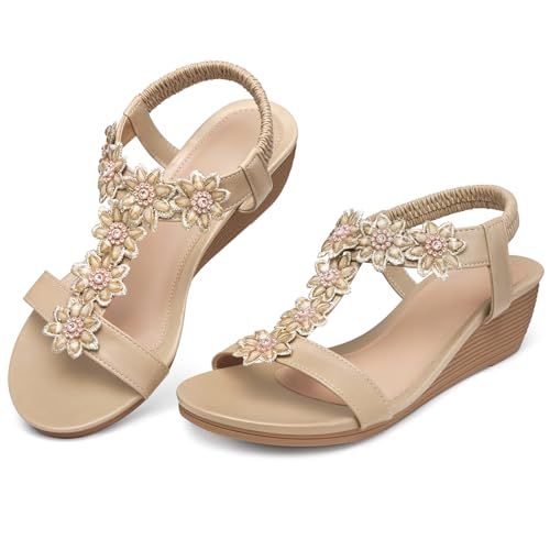 Image of SHIBEVER Wedge Sandals for Women Dressy: Summer Platform Comfortable Low Wedges Womens Sandal