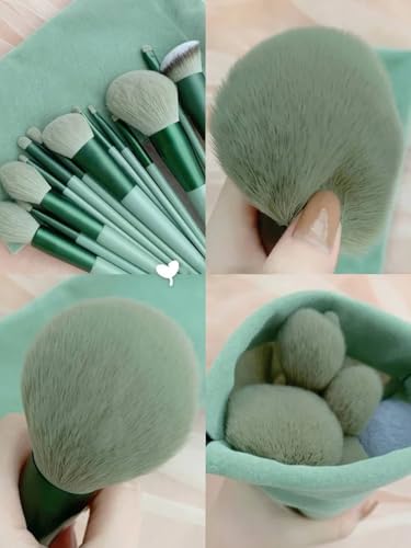 Kit de Pincéis de Maquiagem 13 Peças com Bolsa de Armazenamento, Blush, Sobrancelha, Corretivo, Somb