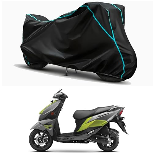 Image of Waterproof Bike Body Cover Compatible for | Suzuki Avenis | Taffeta Fabric, Sky Piping Design, Bottom Elastic Fit | Dustproof, Sun UV & Rain Protection for All Weather.