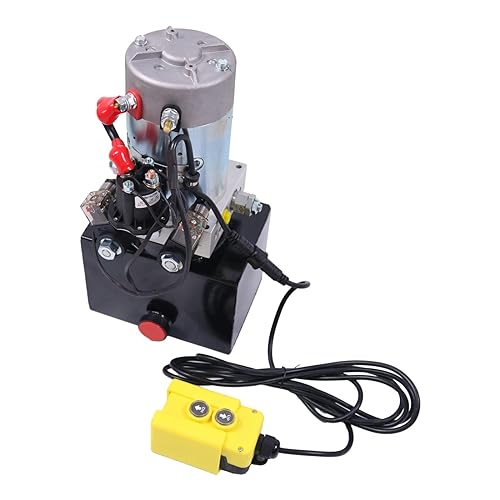 Image of HOLDWELL 12V 4 Quart Hydraulic Pump Double Acting Hydraulic Pump Unit with Steel Oil Tank Compatible with Dump Trailer Car Lifting