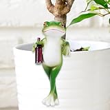 SoeUyd Blumentopf Hänger Frösche Deko, Frösche Tiere Harz Statue, Frosch Blumentopf Hänger, Frosch Deko, Grüner Frosch Pflanzgefäß Hänger Figur für Balkon Dekoration, Garten Pflanzer Dekorationen