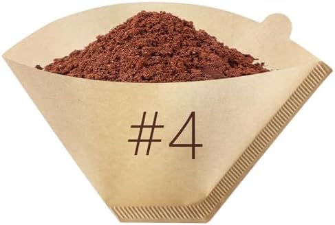 Mongdio #4 Cone Coffee Filters 8-12 Cups, Disposable Coffee Filters, Natural Unbleached Coffee Filters for Drip and Pour Over Coffee Maker - 100 Count