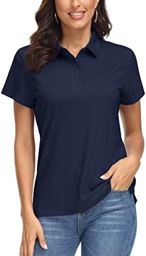 MAGCOMSEN Women’s Polo Shirts UPF 50+ Sun Protection 4 Buttons Casual Work Quick Dry Short Sleeve Collared Golf Shirt