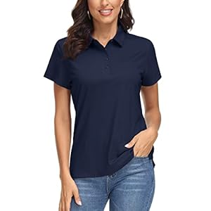 MAGCOMSEN Women’s Polo Shirts UPF 50+ Sun Protection 4 Buttons Casual Work Quick Dry Short Sleeve Collared Golf Shirt