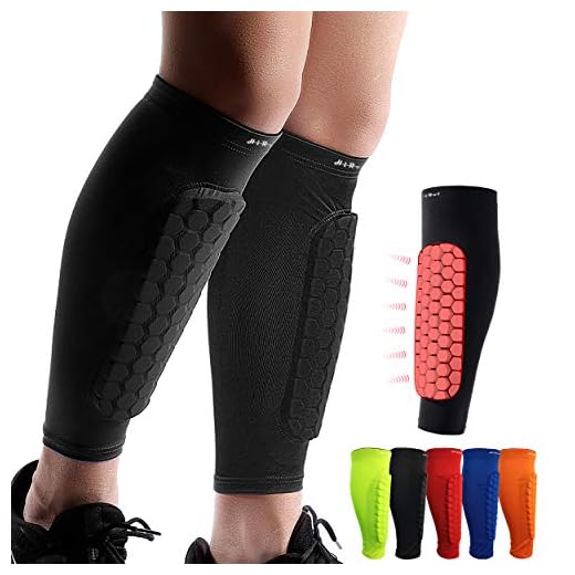 HiRui Soccer Shin Guards Shin Pads for Kids Youth Adult, Calf Compression Sleeve with Honeycomb Pads, Support for Shin Splint Baseball Boxing Kickboxing MTB, Lightweight(1PAIR)(Black, L)