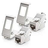 deleyCON 2x CAT6a Keystone Jack Modul mit 2x 1-Port Hutschienenadapter als Set Metall STP Schirmung RJ45 Buchse 10 Gbit/s Netzwerk Snap-In Montage für 35mm Hutschienen