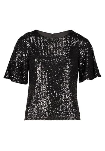 Vera Mont Damen Pailletten-Bluse mit Flügelärmeln 42, Schwarz