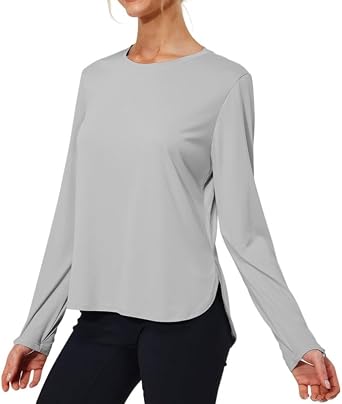 Womens Sun Protection Shirts UV SPF UPF 50+ Long Sleeve Rash Guard Hiking Running Quick Dry Lightweight