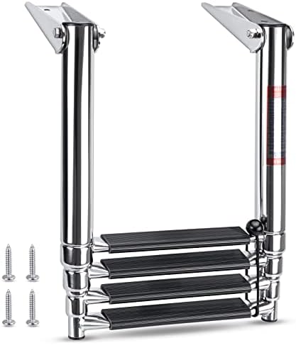Marinebaby Heavy Duty Boat Telescopic 4 Step Ladder ,Stainless Steel Swim Platform Telescoping Ladder ,Extendable Step for Boat Yacht