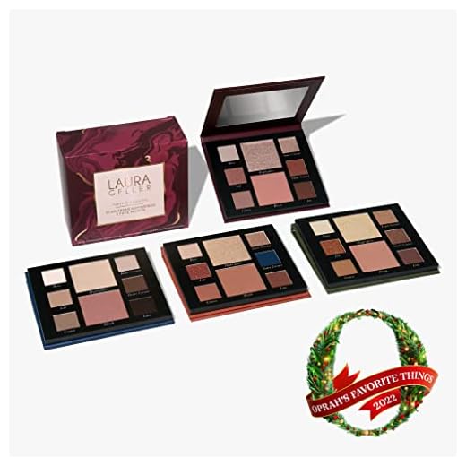 LAURA GELLER NEW YORK 2022 Annual Party in a Palette Set of 4 Curated Full Face Makeup Palettes, Includes Eyeshadow, Highlighter & Blush