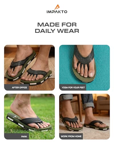 Image of Impakto 5 Finger Slippers for Men | Lightweight & Flexible Flip Flop | Toe-Alignment & Quick Drying | Skid-Resistant & Comfortable Bouncy Sole | Summer Chappal for Indoor & Outdoor