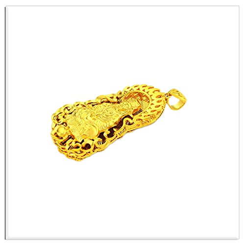 Xusamss Fashion 8K Gold Plated Pendant Guan Yin Buddha Necklace,22inches4