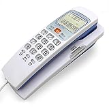 Sistema FSK / DTMF XAOBNIU Teléfono con Cable Teléfono Fijo Gondola Style Hotel Junto a la Cama montada en la Pared Identificador de Llamadas Extensión (Color : White)