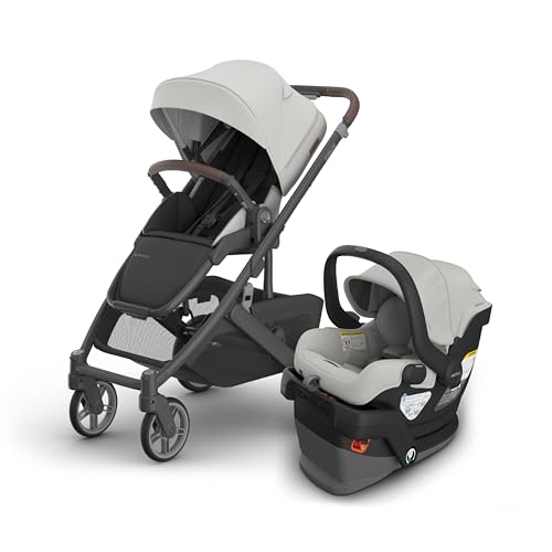 Image of UPPAbaby Cruz V3 Stroller + Mesa V3 Car Seat Travel System Combo - Toddler Seat, Bumper Bar, Bug and Rain Shields, Car Seat Base, and Infant Insert Included - Savannah (Pearl Gray Jacquard)
