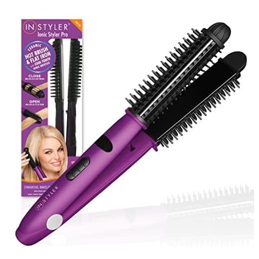 Ionic Styler Pro Hair Straightener, 2 in 1 Ceramic Flat Iron Hair Straightener & Hot Brush for Added Volume and Waves, Auto Safety Shut Off, Cool Touch Bristles, Multiple Heat Settings As Seen on TV