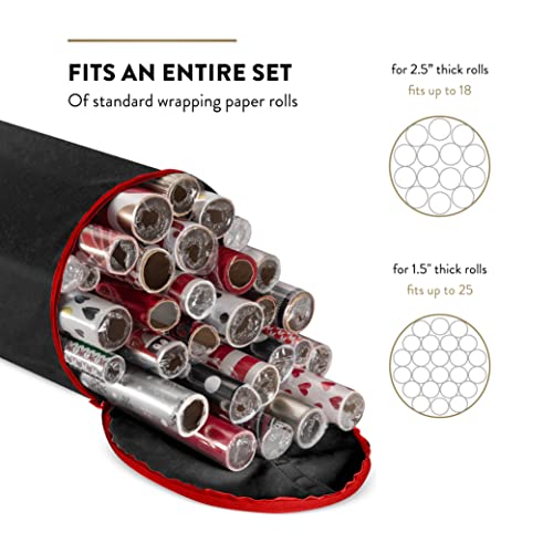 image for ZOBER Premium Christmas Wrapping Paper Storage Bag - Fits 20 Rolls & R