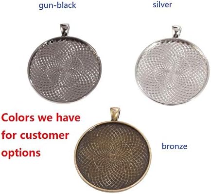 10pcs 40mm Round cabochon Pendant Base Settings Antique Gun-Black Jewelry Bezel Blanks DIY Necklace Making Supplies - Image 4