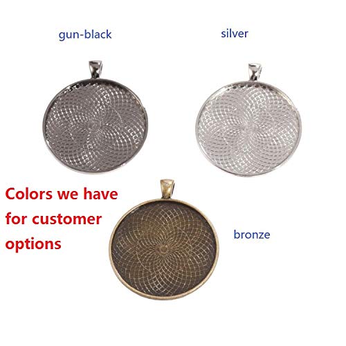 SHUNAE 10pcs 40mm Round cabochon Pendant Base Settings Antique Gun-Black Jewelry Bezel Blanks DIY Necklace Making Supplies by SHUNAE - Used condition - Image 4