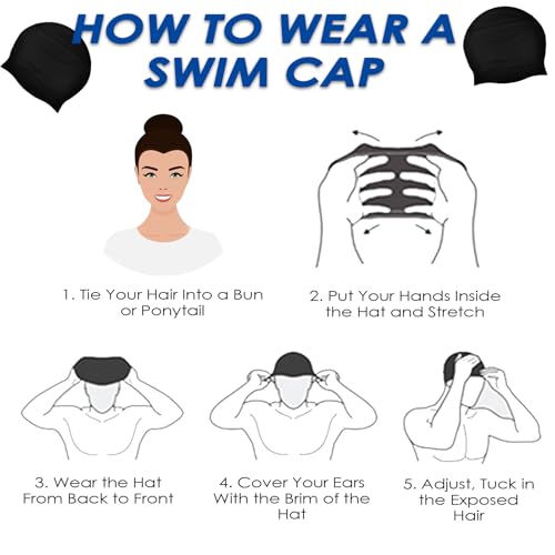 Dalephoric Gorro de Natación Mujer, Gorro Piscina Mujer de Silicona, Impermeable, Tejido Elástico y Secado Rápido, Swimming Cap, Suave y Cómodo, para Pelo Largo, Trenzas, Rizos y Afro, Negro