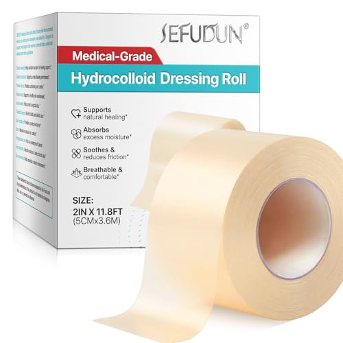 Hydrocolloid Roll Bandages for Wound Care Hydrocolloid Patch Roll Cut-to-Size, Supports Natural Healing, Absorbs Excess Moisture Waterproof,Breathable & Comfortable (5cmx3.6m)