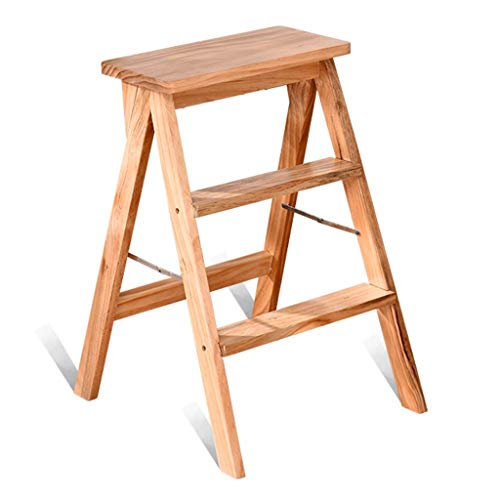 Taburete de escalera de madera CHEWYNP plegable y portátil de hogar 2