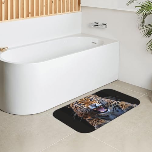 Tapis de bain imprimé léopard antidérapant et absorbant en 80 x 50 cm
