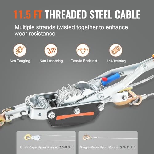 Winche manual 5T con cable acero 11.5 ft para vehículo miniatura 4
