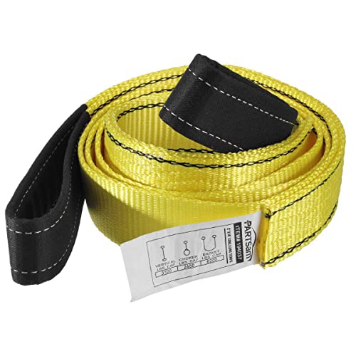 Partsam Premium 1Pcs Crane Towing Strap 10Feet X 2Inch Durable 3400Dtex - Heavy Duty Web Sling - Corrosion Resistance Polyester Industrial Flat Eye-Eye Ropes #TOP1