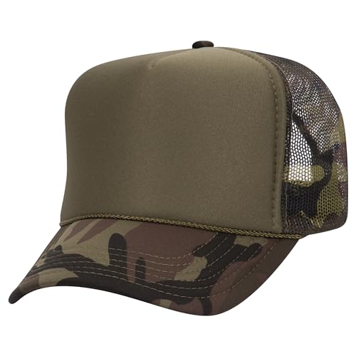 Image of OTTO Polyester Foam Front 5 Panel High Crown Mesh Back Trucker Hats in 97, Bulk, Wholesale