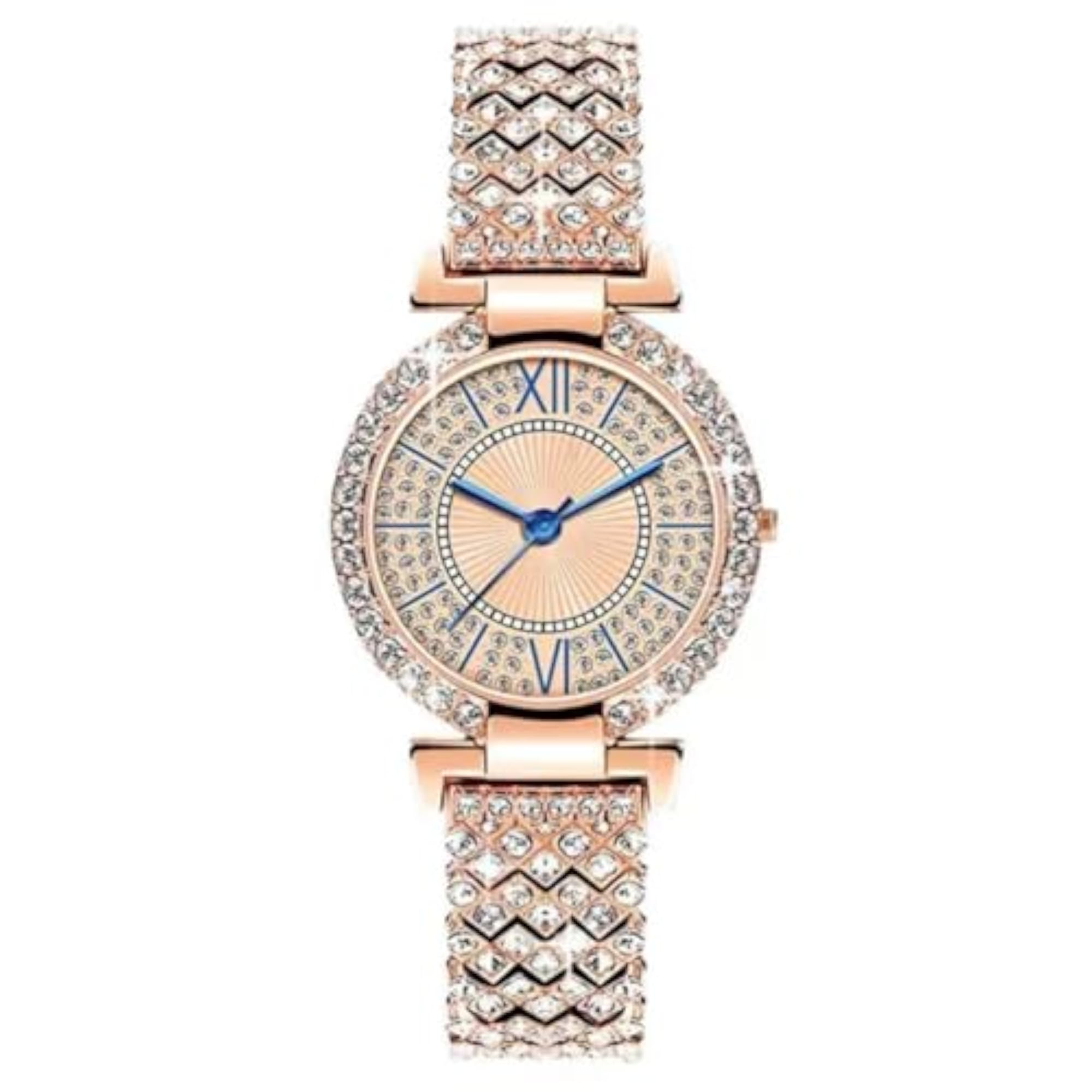 Premium Rose Golden Diamond Studded Chain Watch