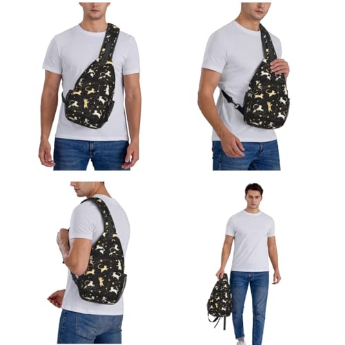 Image of Crossbody Bag Cats Chasing Stars Sling Bag Backpack Chest Bags Shoulder Bag for Women Men
