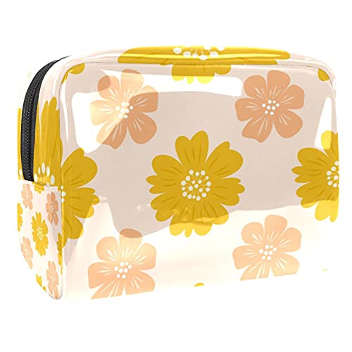 Trousse à maquillage zippée grand volume, vanity marguerite imperméable et logeable