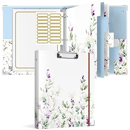 Rouidr 3 Ring Binder with clipboard, 1 inch 8.5 x 11 in Letter Size View Binders Organizer with Dividers Tabs & Clear Sleeves, School Supplies, Office Supplies, Wisteria