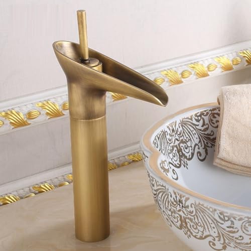 Robinet de lavabo cascade en bronze pour une salle de bain rétro