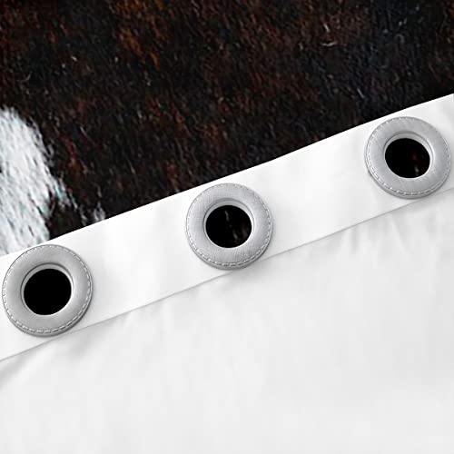 Manfei Cow Fur Window Curtains White Black Brown Cowhide Window Drapes For Kids Boys Teens Room Decor Animal Skin Print Window Treatments Grommet Top 2 Panel Set Bedroom Curtains, 84Wx63L Inch #TOP4