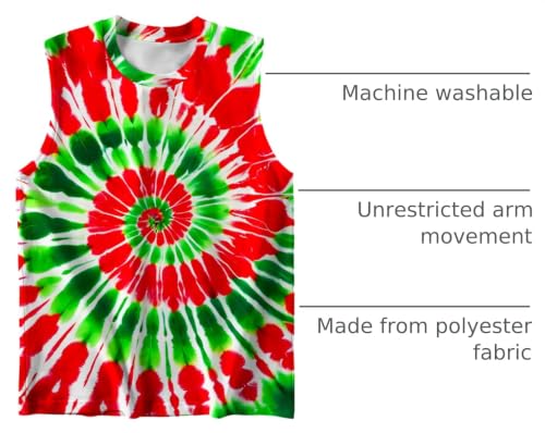 Image of DMPROD Kids Tie Dye Shirt Size 5-14 Years Sleeveless T Shirts Children Tank Tops Hippies Senior Tees for Boys Girls