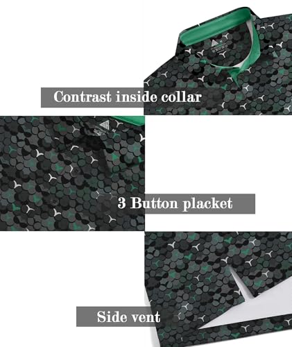 ZITY Men's Golf Shirts Short Sleeve Moisture Wicking Performance Print Patterns Casual Collared Golf Polo Shirt for Men3