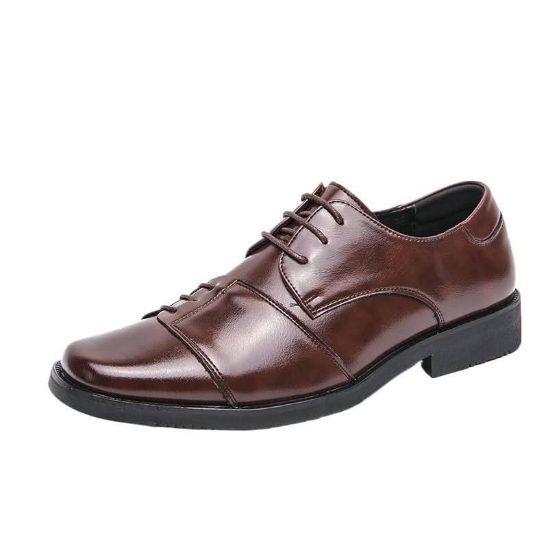 Dress Shoes for Men Pu Leather Cap Toe Design Casual Lace Up Business Tuxedo Wedding Non Slip Low Top Anti-Slip Formal