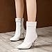 Gicoiz Women Office Mid Calf Stiletto Heels Boots Side Zip Work Formal Dress Shoes Winter Pointed Toe Warm Half Booties White Size 3 US/34