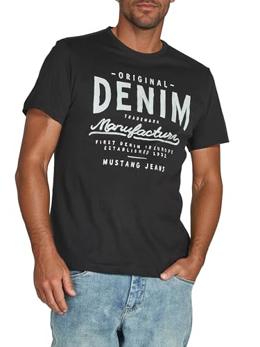 MUSTANG Tshirt Herren Baumwolle Regular Fit 4er Pack Set Rundhals Kurzarm Sommer Tee Shirt Logoprint, Größe:L, Farbe:Farbmix (P5) – Ansicht 4