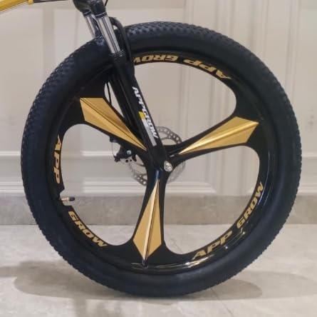 Image of Arrgrow Folding Mountain Bike, 26-inch, Gold and Yellow, 21-Speed Gears, Magnesium Alloy Wheels