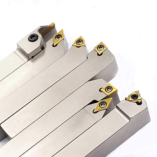 Oscarbide 3/4"Shank Nickel Plated Indexable Lathe Turning Tool Holder 7 Pieces/Set,Cnc Heavy-Duty Metal Lathe Tools For Turning Grooving Threading Cut Off Holders Set,Tin Coated Carbide Inserts thumb #3
