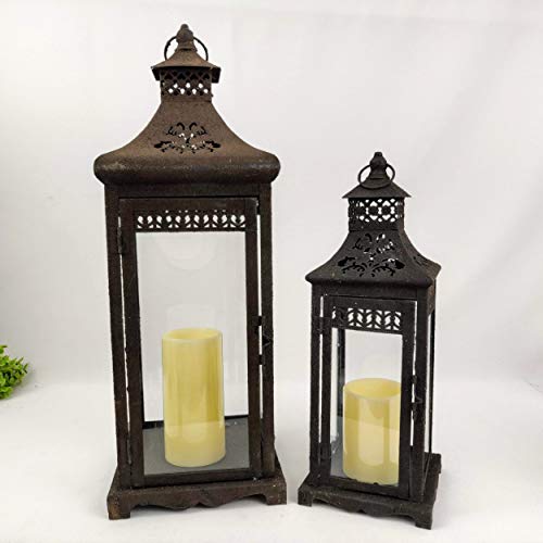 Lanterna Marroquina Decorativa 56/40cm Café Rústica 2pçs