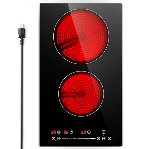 2 Burner Electric Cooktop 12 Inch, Gleedelish 110V Electric Stove