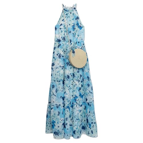 Speechless Girls' Sleeveless Halter Maxi Tiered Chiffon Dress